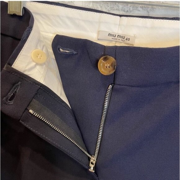 Miu Miu Navy Blue Pants Trousers Cropped Pin - Picture 6 of 10
